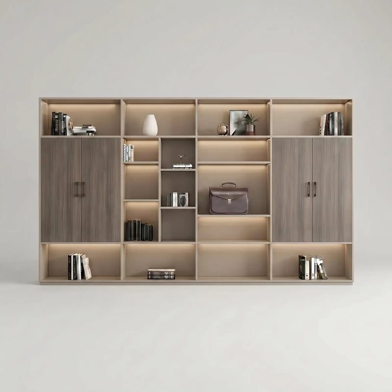 August · Office Shelves w/ Integrated Lighting & Storage