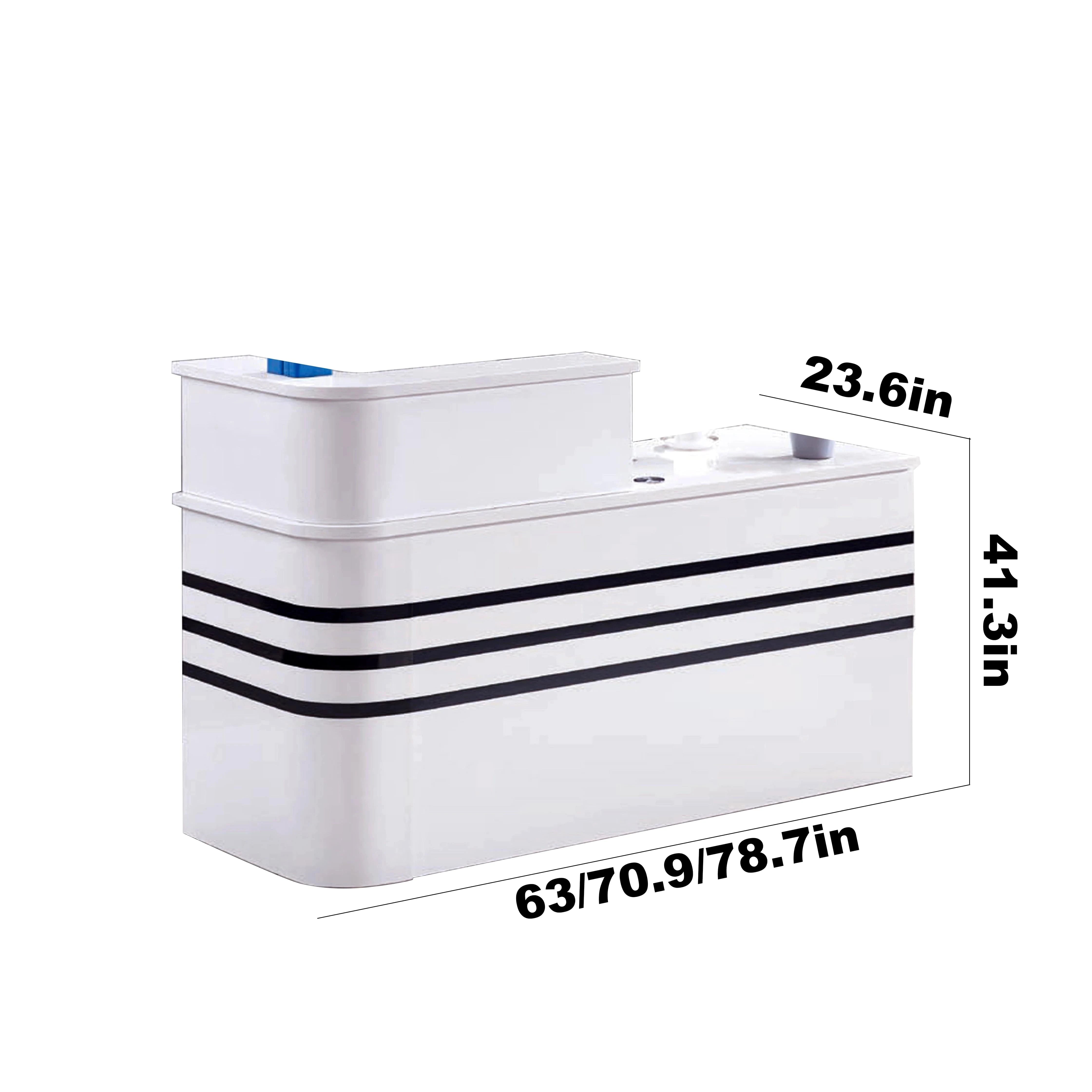 Escritorio de recepción rectangular blanco Adren de 63 a 79