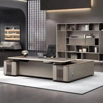 Ainley desk in walnut, left return configuration, in an upscale executive office