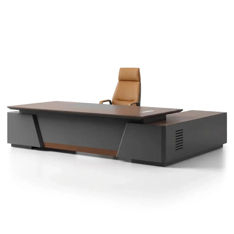 Alford executive desk in Midnight Black, left return, on white