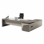 Altair executive desk in walnut and cream, right return, rear quarter view