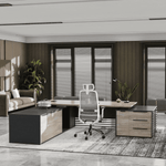 Anderson · Modern L-Shaped Executive Desk, Adjustable Height