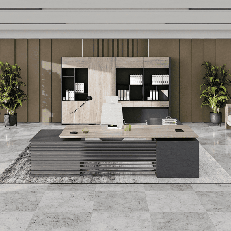 Anderson · Modern L-Shaped Executive Desk, Adjustable Height