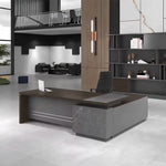 Anton desk in dark walnut, left return, in a modern gallery office
