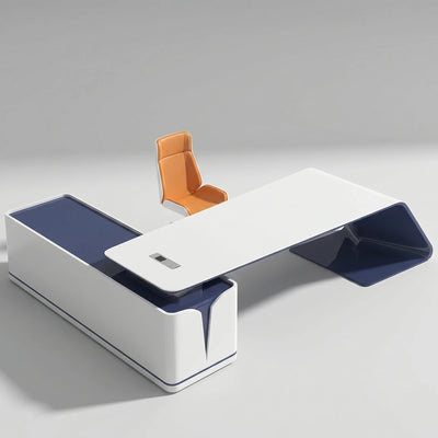 Euclid · Modern White L-Shaped Executive Desk