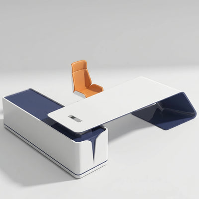 Euclid · Modern White L-Shaped Executive Desk