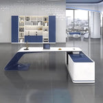 Euclid · Modern White L-Shaped Executive Desk
