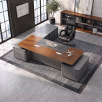 Audley desk in a sunlit stone tower office with a city view