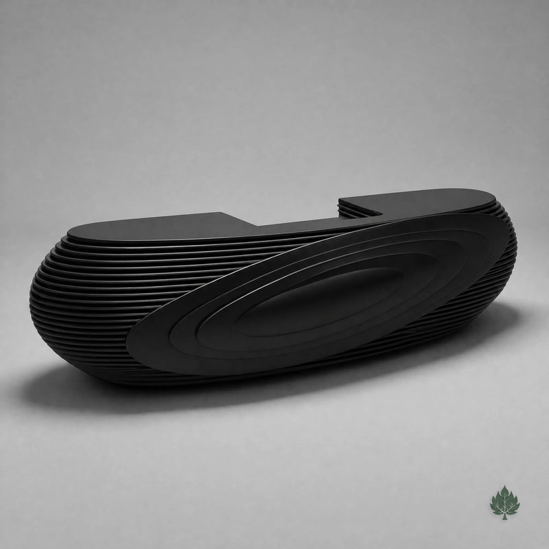 Avéra · Front Reception Desk — Glossy Black, Left Configuration