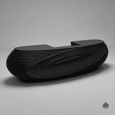 Avéra · Front Reception Desk — Glossy Black, Left Configuration