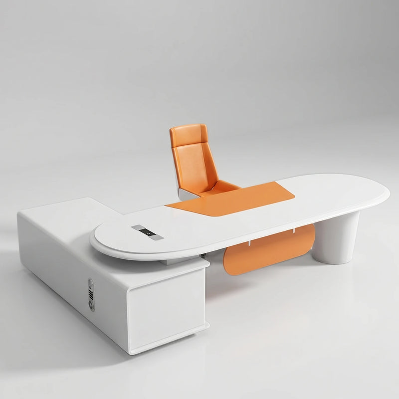 Gauss · White L-Shaped Executive Desk
