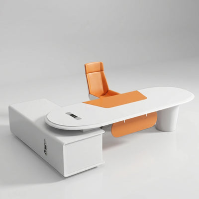 Gauss · White L-Shaped Executive Desk