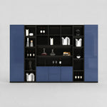 Axiom · Office Shelves w/ Integrated Lighting & Storage — Glossy Black