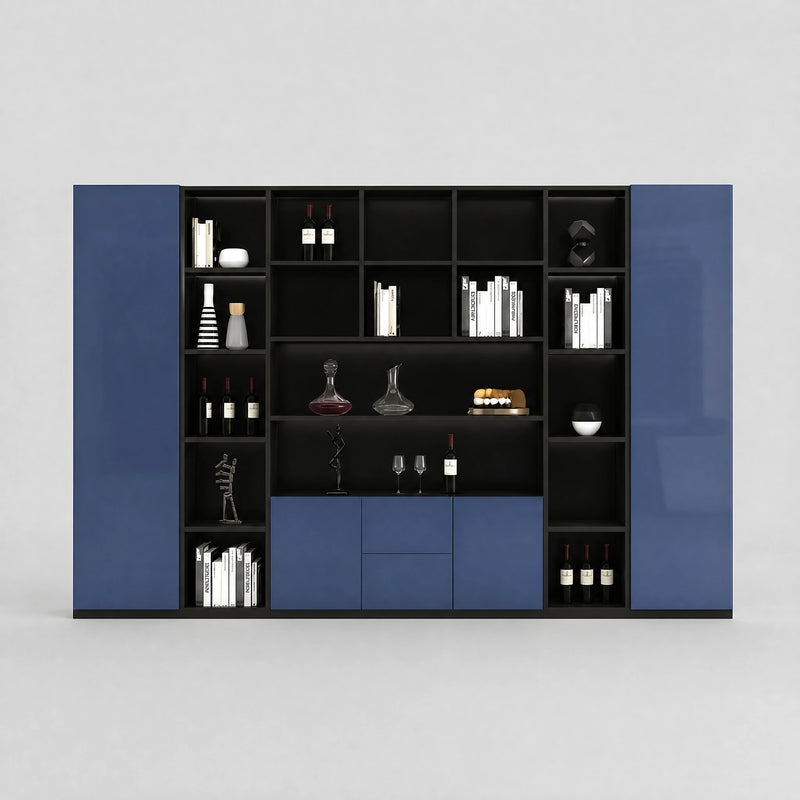 Axiom · Office Shelves w/ Integrated Lighting & Storage — Glossy Black
