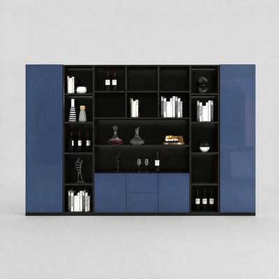 Axiom · Office Shelves w/ Integrated Lighting & Storage — Glossy Black