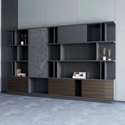 Beleric · 126″W Mixed Media Office Shelves & Storage Cabinets