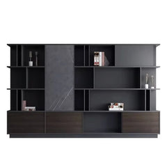Estantería de pared para biblioteca Beleric de 126" en color gris | Caoba AF Forest KN-WN-305