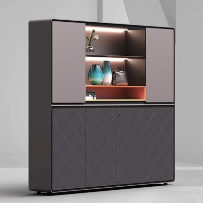 Camilla · Office Shelves w/ Integrated Lighting & Storage Cabinets