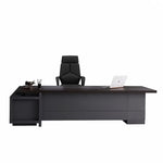 Carwin L-shaped desk profile with drawer return, white backdrop