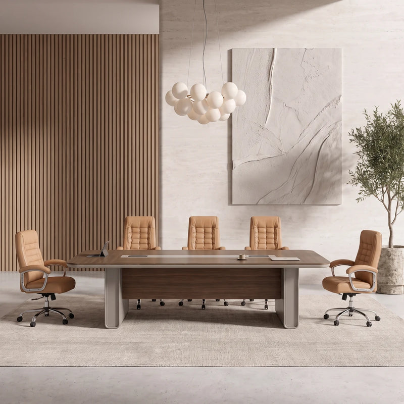 Chyme conference table with its chairs in the stone and oak boardroom, another view