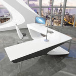 Chevron · White L-Shaped Executive Desk