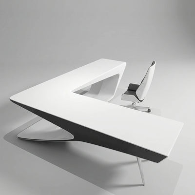 Chevron · White L-Shaped Executive Desk