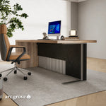 Croft manager desk with orange task chair by the window