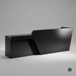 Cyrene · Front Reception Desk — Glossy Black, Right Configuration