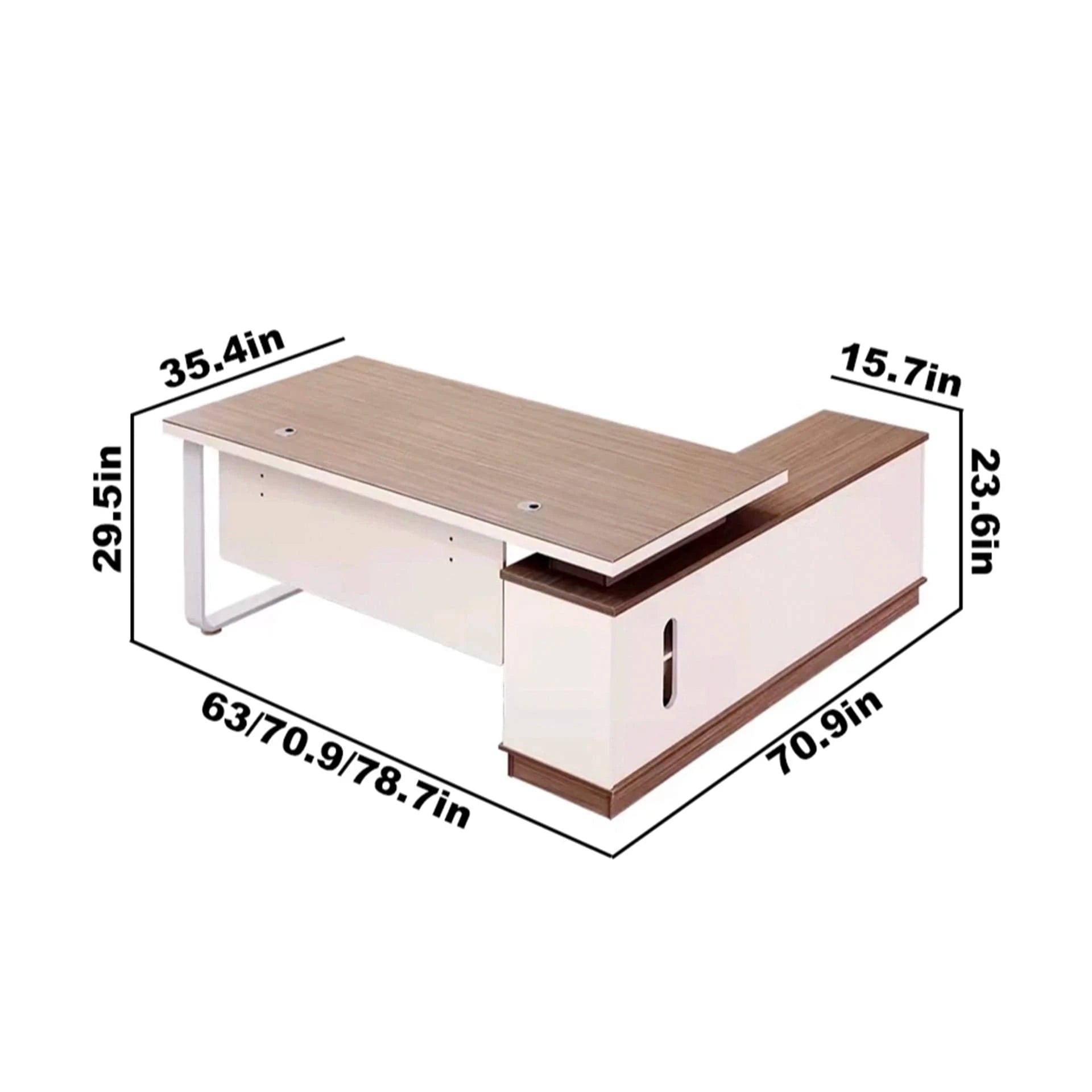 Escritorio ejecutivo en forma de L de 63 a 79