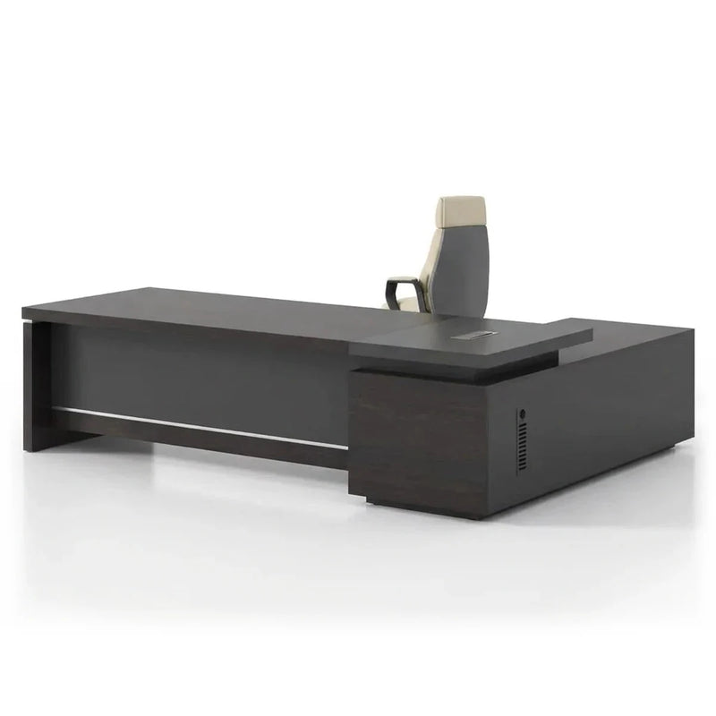 Danton executive desk in Ebony Brown, left return, on white