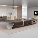 Mesa de conferencias redonda David de 12 a 16 pies en marrón con acabado laminado | AF Legend Demeter JY-ZY-21