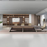 Mesa de conferencias redonda David de 12 a 16 pies en marrón con acabado laminado | AF Legend Demeter JY-ZY-21