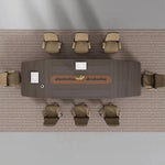 Mesa de conferencias redonda David de 12 a 16 pies en marrón con acabado laminado | AF Legend Demeter JY-ZY-21