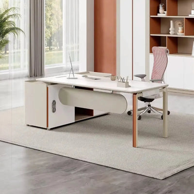 Easton manager desk in a terracotta office with white task chair