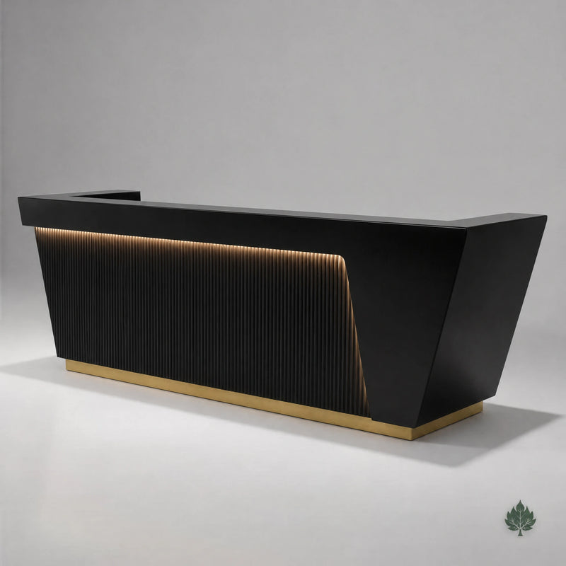 Elliora · Front Reception Desk — Glossy Black, Right Configuration