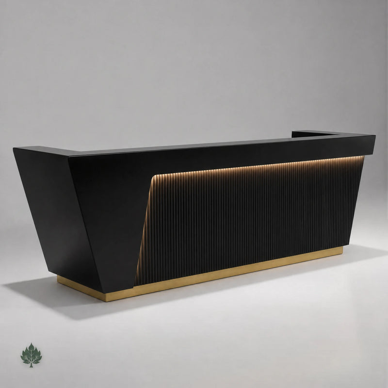 Elliora · Front Reception Desk — Glossy Black