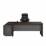 Elmore desk rear view showing the gray modesty panel