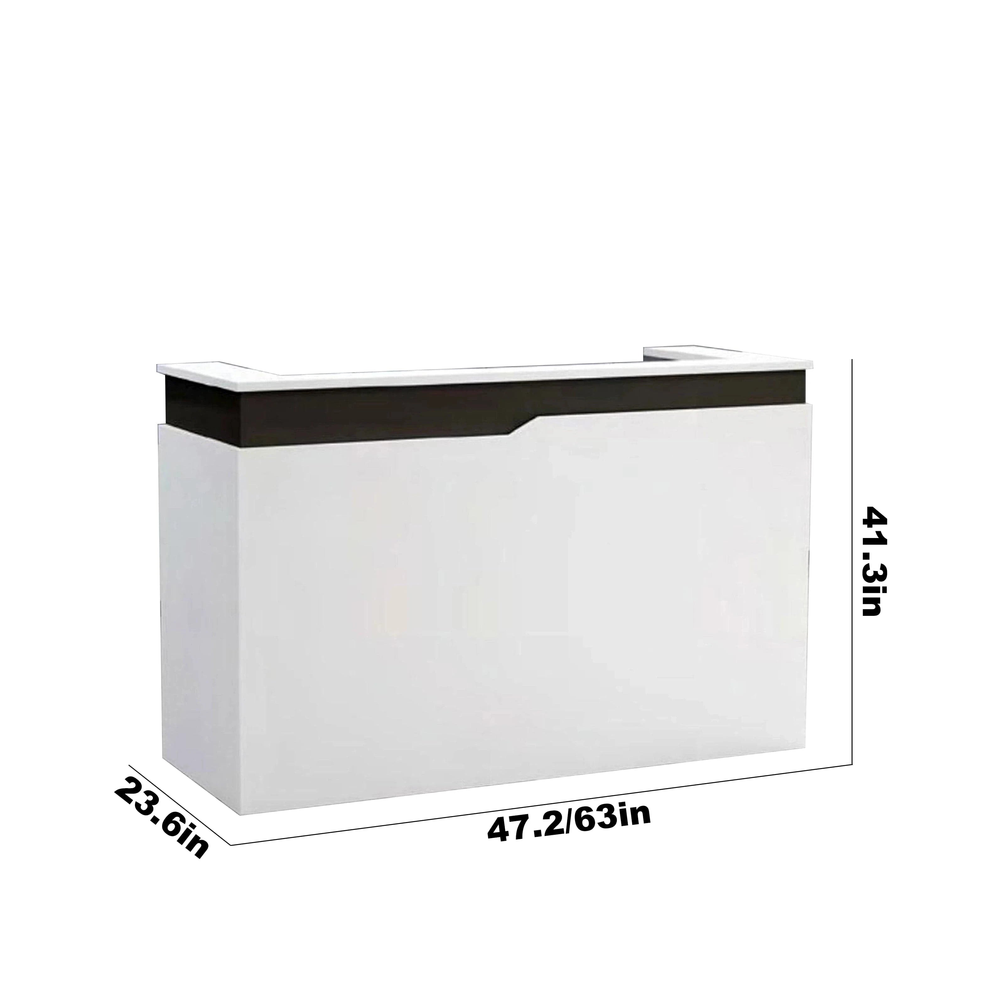Escritorio de recepción rectangular blanco Elric de 47 a 63