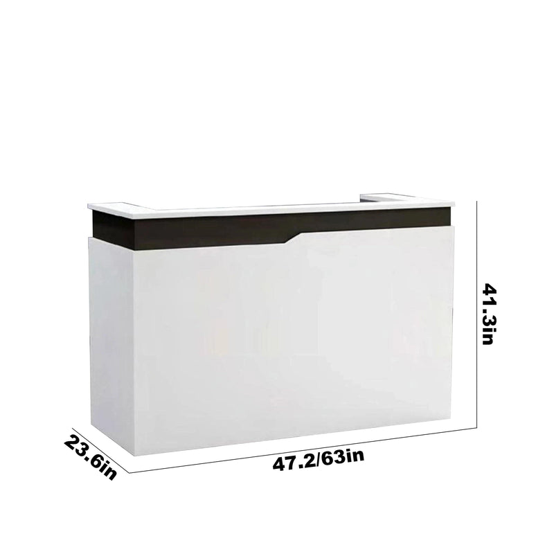 Escritorio de recepción rectangular blanco Elric de 47 a 63
