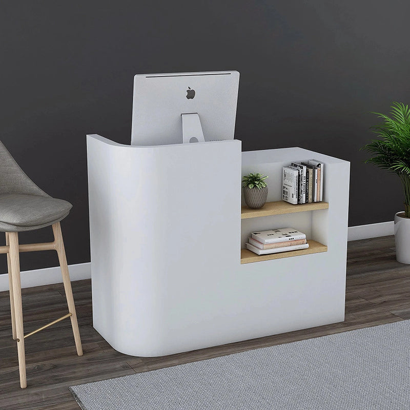 Escritorio de recepción rectangular blanco Elyria de 39 a 71