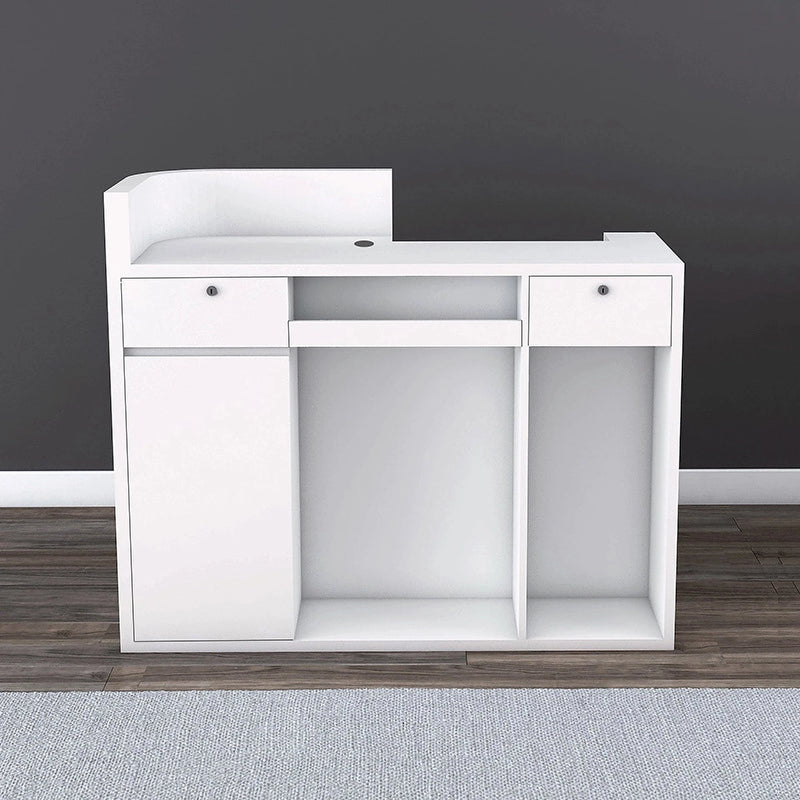 Escritorio de recepción rectangular blanco Elyria de 39 a 71