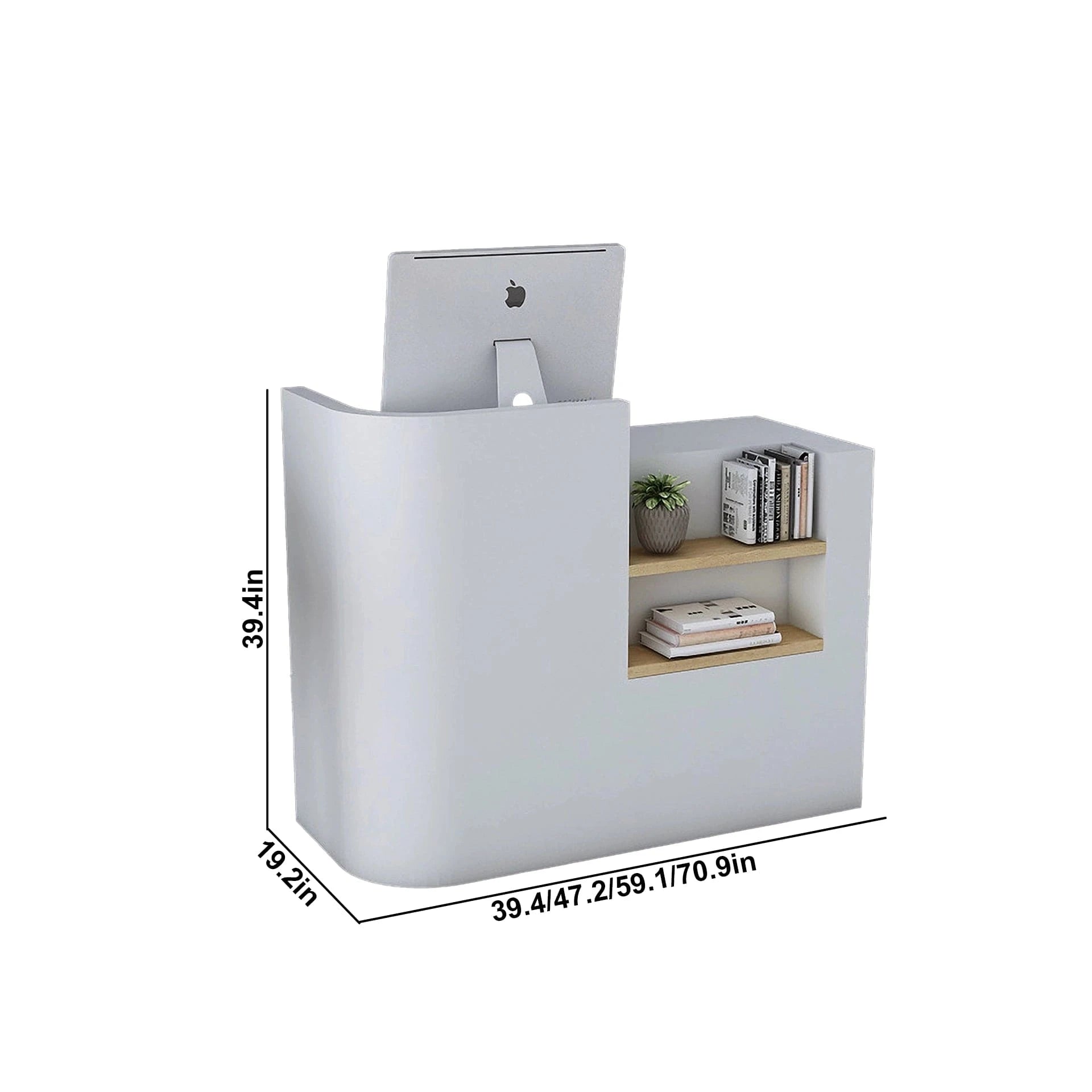 Escritorio de recepción rectangular blanco Elyria de 39 a 71