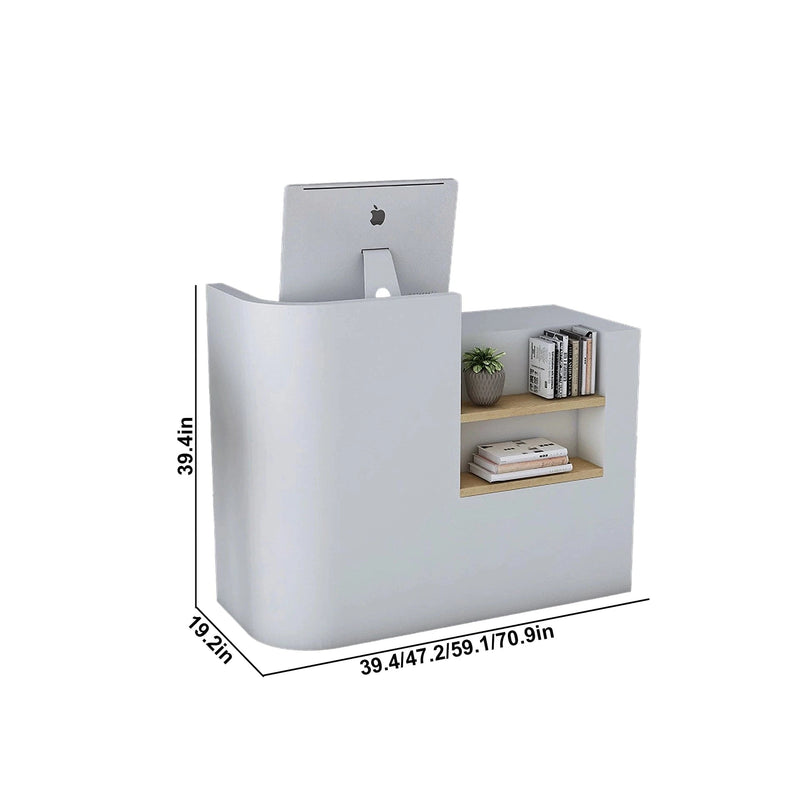 Escritorio de recepción rectangular blanco Elyria de 39 a 71