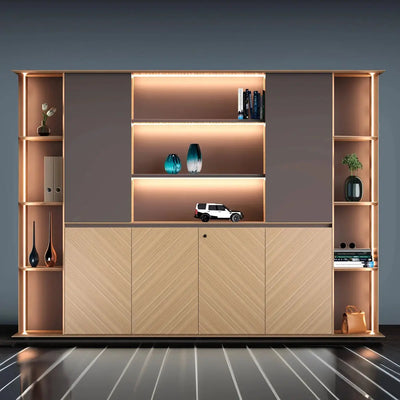 Sona · Office Shelves w/ Lighting & Cabinets
