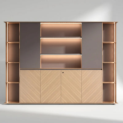 Sona · Office Shelves w/ Lighting & Cabinets