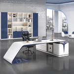 Euclid desk with black chair under a starry ceiling feature