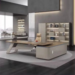 Escritorio ejecutivo Eudora en forma de L beige de 79 a 118