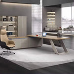 Escritorio ejecutivo Eudora en forma de L beige de 79 a 118