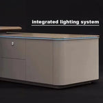 Escritorio ejecutivo Eudora en forma de L beige de 79 a 118