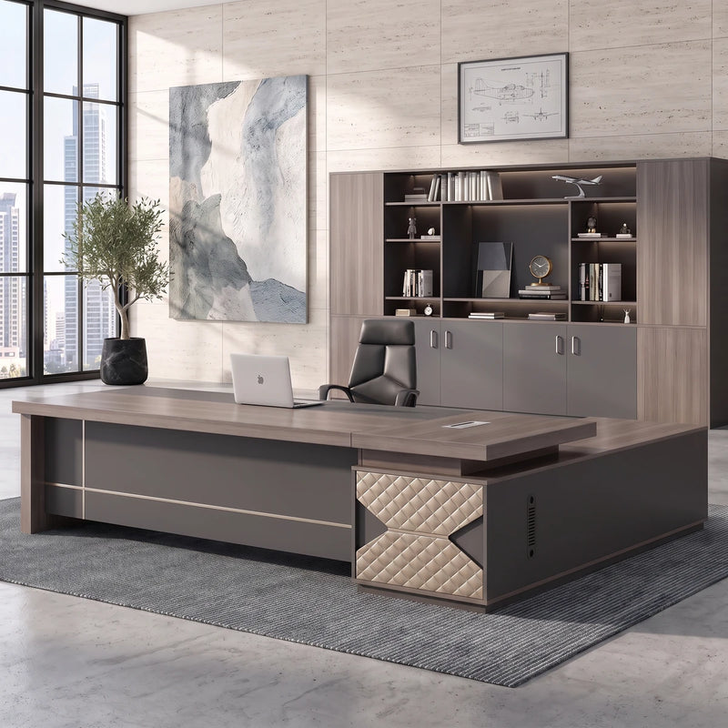 Eyer desk, other return, in a stone tower office